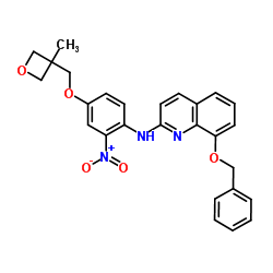 8-(benzyloxy)-N-(4-((3-methyloxetan-3-yl)methoxy)-2-nitrophenyl)quinolin-2-amine structure