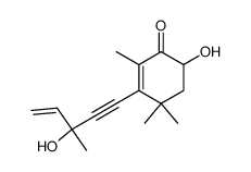 6-Hydroxy-3-(3'-hydroxy-3'-methyl-4'-penten-1'-inyl)-2,4,4-trimethyl-2-cyclohexen-1-on Structure