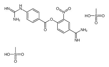 (4-carbamimidoyl-2-nitro-phenyl) 4-(diaminomethylideneamino)benzoate, methanesulfonic acid Structure