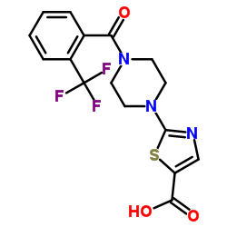 2-(4-(2-(Trifluoromethyl)benzoyl)piperazin-1-yl)thiazole-5-carboxylic acid structure