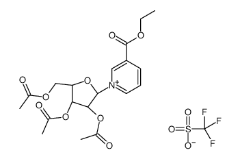 ethyl 1-[(2R,3R,4R,5R)-3,4-diacetyloxy-5-(acetyloxymethyl)oxolan-2-yl]pyridin-1-ium-3-carboxylate,trifluoromethanesulfonate Structure