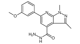 1H-Pyrazolo[3,4-b]pyridine-4-carboxylic acid, 6-(3-methoxyphenyl)-1,3-dimethyl-, hydrazide Structure