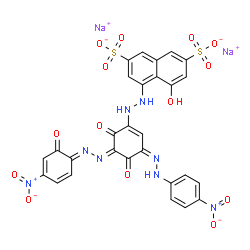 disodium 4-[[2,4-dihydroxy-3-[(2-hydroxy-4-nitrophenyl)azo]-5-[(4-nitrophenyl)azo]phenyl]azo]-5-hydroxynaphthalene-2,7-disulphonate结构式