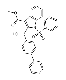 1-Benzenesulfonyl-2-(biphenyl-4-yl-hydroxy-methyl)-1H-indole-3-carboxylic acid methyl ester结构式