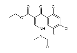 2-(2,4-Dichlor-5-fluor-benzoyl)-3-(2-formyl-2-methylhydrazino)acrylsaeure-ethylester结构式