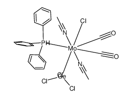 {chloro(GeCl3)(carbonyl)2(acetonitrile)2(PPh3)molybdenum(II)} Structure