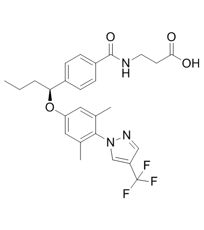 (S)-3-(4-(1-(3,5-二甲基-4-(4-三氟甲基)-1H-吡唑-1-基)苯氧基)丁基)苯甲酰胺)丙酸图片