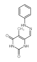 4-Pyrimidinecarboxaldehyde,1,2,3,6-tetrahydro-5-methyl-2,6-dioxo-, 4-(2-phenylhydrazone) Structure