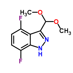 3-(Dimethoxymethyl)-4,7-difluoro-1H-indazole结构式