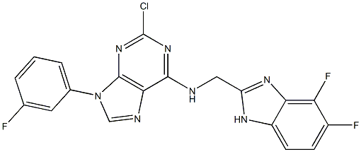 2-chloro-N-((4,5-difluoro-1H-benzo[d]imidazol-2-yl)methyl)-9-(3-fluorophenyl)-9H-purin-6-amine结构式