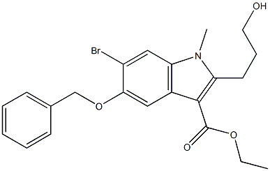 乙基 5-(苄氧基)-6-溴-2-(3-羟基丙基)-1-甲基-1H-吲哚-3-羧酸酯结构式