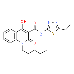 N-(5-ethyl-1,3,4-thiadiazol-2-yl)-4-hydroxy-2-oxo-1-pentyl-1,2-dihydroquinoline-3-carboxamide结构式