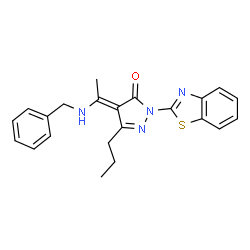 (4E)-2-(1,3-Benzothiazol-2-yl)-4-[1-(benzylamino)ethylidene]-5-propyl-2,4-dihydro-3H-pyrazol-3-one Structure