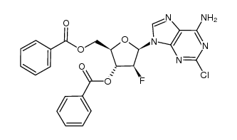 2-Chloro-9-(2-deoxy-2-fluoro-3,5-di-O-benzoyl-β-D-arabinofuranosyl)-9H-purin-6-amine结构式