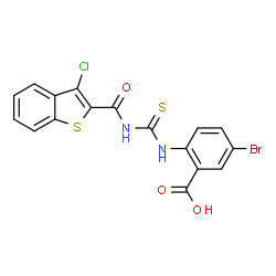5-BROMO-2-[[[[(3-CHLOROBENZO[B]THIEN-2-YL)CARBONYL]AMINO]THIOXOMETHYL]AMINO]-BENZOIC ACID Structure