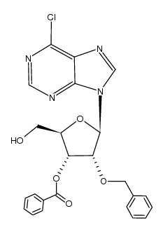 9-(3-O-benzoyl-2-O-benzyl-β-D-ribofuranosyl)-6-chloropurine结构式