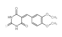 5-(3,4-dimethoxybenzylidene)-2-thioxodihydropyrimidine-4,6(1H,5H)-dione结构式