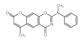 6-methyl-2-(N-methylanilino)pyrano[3,2-g][1,3]benzoxazine-4,8-dione结构式