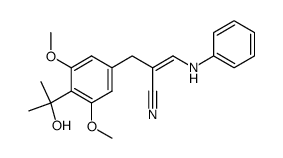 2-(4-(2-hydroxypropan-2-yl)-3,5-dimethoxybenzyl)-3-(phenylamino)acrylonitrile Structure