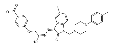 N-[[5-methyl-1-[[4-(4-methylphenyl)piperazin-1-yl]methyl]-2-oxoindol-3-ylidene]amino]-2-(4-nitrophenoxy)acetamide Structure