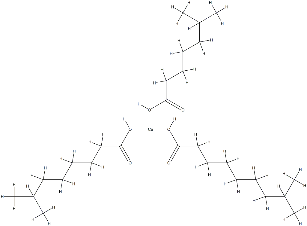 (isodecanoato-O)(isononanoato-O)(isooctanoato-O)cerium structure