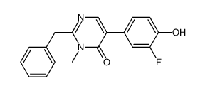 2-benzyl-5-(3-fluoro-4-hydroxyphenyl)-3-methylpyrimidin-4(3H)-one结构式