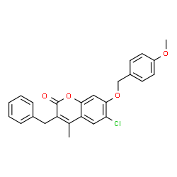 3-benzyl-6-chloro-7-[(4-methoxyphenyl)methoxy]-4-methylchromen-2-one structure