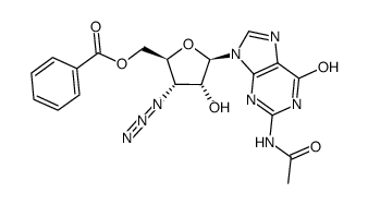 9-(3'-azido-5'-O-benzoyl-3'-deoxy-β-D-ribofuranosyl)-N2-acetyl-guanine Structure