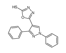 5-(1,3-diphenylpyrazol-4-yl)-3H-1,3,4-oxadiazole-2-thione结构式