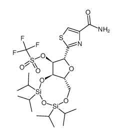 (6aR,8R,9S,9aR)-8-(4-carbamoylthiazol-2-yl)-2,2,4,4-tetraisopropyltetrahydro-6H-furo[3,2-f][1,3,5,2,4]trioxadisilocin-9-yl trifluoromethanesulfonate结构式