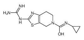 N-cyclopropyl-2-(diaminomethylideneamino)-6,7-dihydro-4H-[1,3]thiazolo[5,4-c]pyridine-5-carboxamide结构式