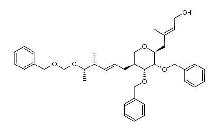 (E)-4-((2S,3S,4R,5S)-3,4-bis(benzyloxy)-5-((4R,5S,E)-5-((benzyloxy)methoxy)-4-methylhex-2-en-1-yl)tetrahydro-2H-pyran-2-yl)-3-methylbut-2-en-1-ol结构式