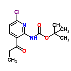 2-Methyl-2-propanyl (6-chloro-3-propionyl-2-pyridinyl)carbamate结构式