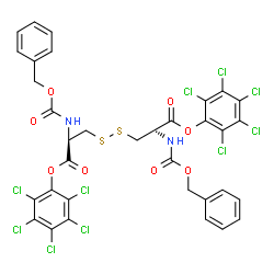 N,N'-Bis[(benzyloxy)carbonyl]-L-cystine bis(2,3,4,5,6-pentachlorophenyl) ester结构式