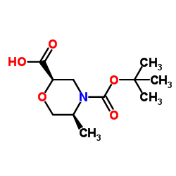 (2R,5S)-4-(Tert-Butoxycarbonyl)-5-Methylmorpholine-2-Carboxylic Acid Structure