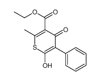 ethyl 6-hydroxy-2-methyl-4-oxo-5-phenylthiopyran-3-carboxylate结构式