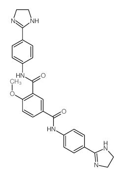 N,N-bis[4-(4,5-dihydro-1H-imidazol-2-yl)phenyl]-4-methoxy-benzene-1,3-dicarboxamide结构式