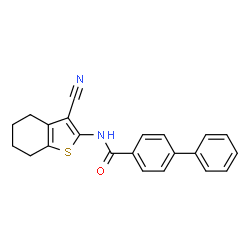 N-(3-cyano-4,5,6,7-tetrahydrobenzo[b]thiophen-2-yl)-[1,1-biphenyl]-4-carboxamide结构式