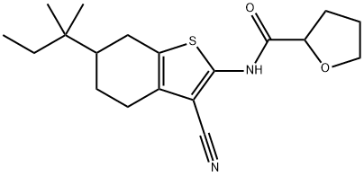 N-[3-cyano-6-(2-methylbutan-2-yl)-4,5,6,7-tetrahydro-1-benzothiophen-2-yl]oxolane-2-carboxamide结构式