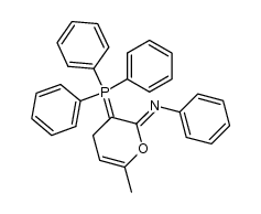 N-(6-methyl-3-(triphenylphosphoranylidene)-3,4-dihydro-2H-pyran-2-ylidene)aniline Structure