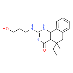 5,5-diethyl-2-[(3-hydroxypropyl)amino]-5,6-dihydrobenzo[h]quinazolin-4(3H)-one structure