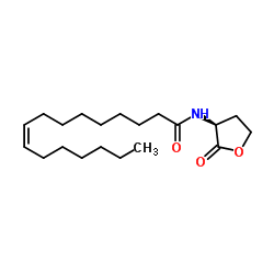 N-[(3S)-2-oxooxolan-3-yl]hexadec-9-enamide结构式