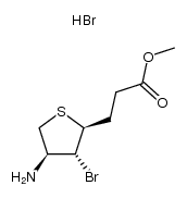 3-((2S)-4c-amino-3t-bromo-tetrahydro-thiophen-2r-yl)-propionic acid methyl ester, hydrobromide Structure