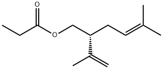 4-Hexen-1-ol, 5-methyl-2-(1-methylethenyl)-, 1-propanoate, (2R)- Structure