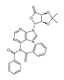 N6,N6-dibenzoyl-9-(5-deoxy-2,3-O-isopropylidene-β-D-erythropent-4-enofuranosyl)adenine Structure