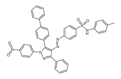 4-[5-biphenyl-4-yl-1-(4-nitro-phenyl)-3-phenyl-1H-pyrazol-4-ylazo]-N-p-tolyl-benzenesulfonamide结构式