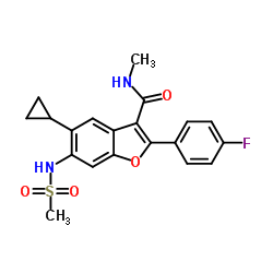 5-cyclopropyl-2-(4-fluorophenyl)-N-methyl-6-(methylsulfonamido)benzofuran-3-carboxamide structure