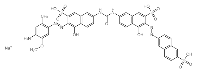 (3E)-3-[(4-amino-5-methoxy-2-methyl-phenyl)hydrazinylidene]-4-oxo-7-[[(6E)-5-oxo-7-sulfo-6-[(6-sulfonaphthalen-2-yl)hydrazinylidene]naphthalen-2-yl]carbamoylamino]naphthalene-2-sulfonic acid结构式