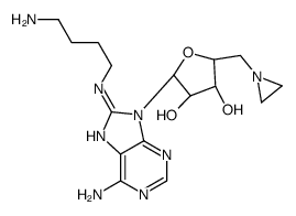 (2R,3R,4S,5R)-2-[6-amino-8-(4-aminobutylamino)purin-9-yl]-5-(aziridin-1-ylmethyl)oxolane-3,4-diol结构式