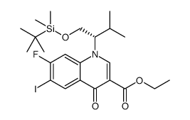(S)-ethyl 1-(1-((tert-butyldimethylsilyl)oxy)-3-methylbutan-2-yl)-7-fluoro-6-iodo-4-oxo-1,4-dihydroquinoline-3-carboxylate picture